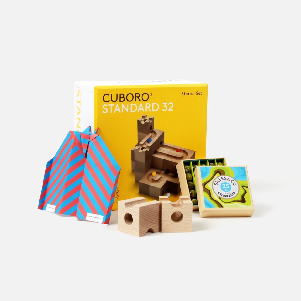 Cuboro Standard 32 + Billes & Co Murmeln + Papierflieger